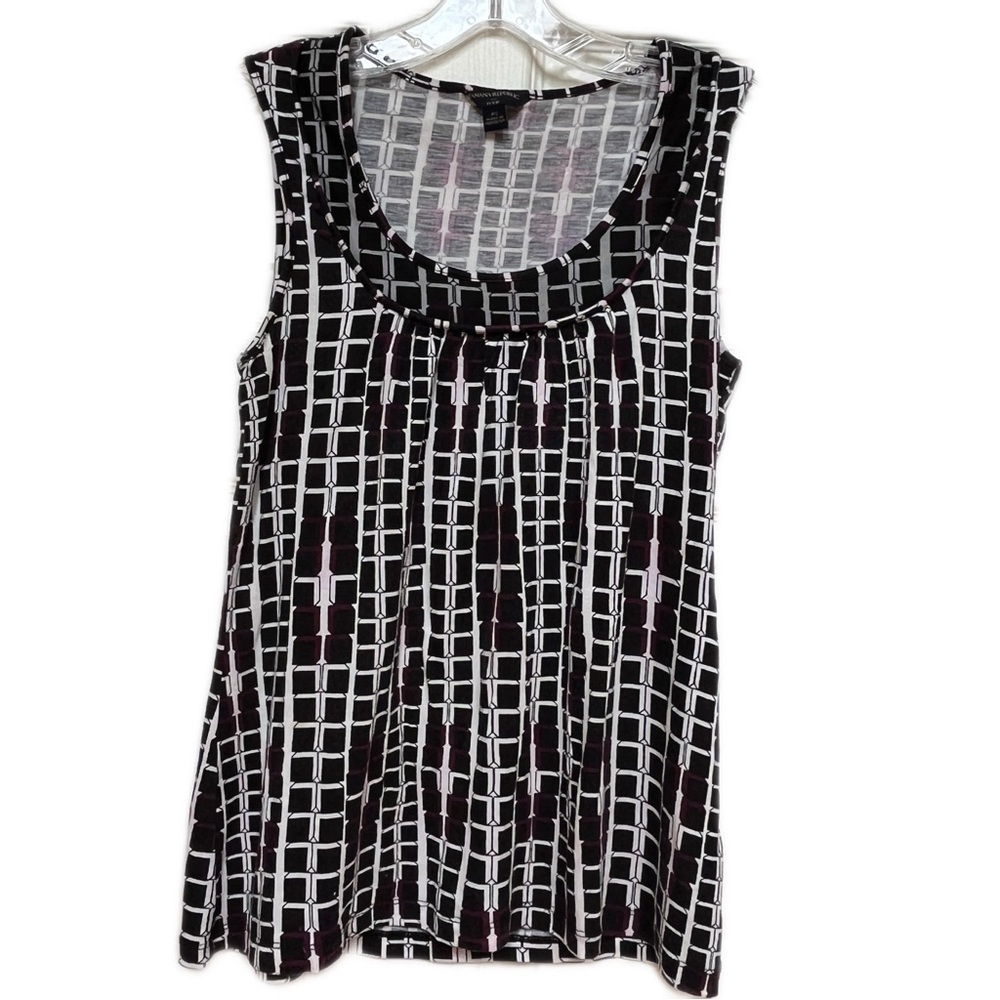 Banana Republic Burgundy/White Geometric Sleeveless Tank –Size SP (Petite Small)